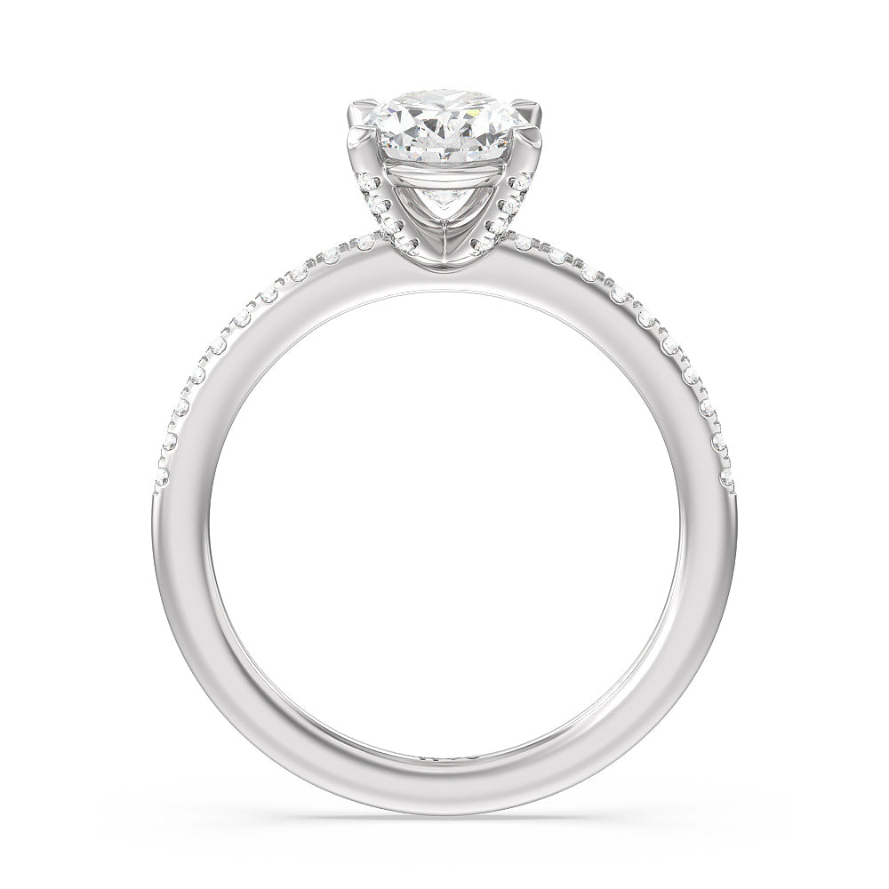 Oval Cut Fine Line Pave Engagement Ring with Lab Grown Diamond in 14KT Platinum view 2
