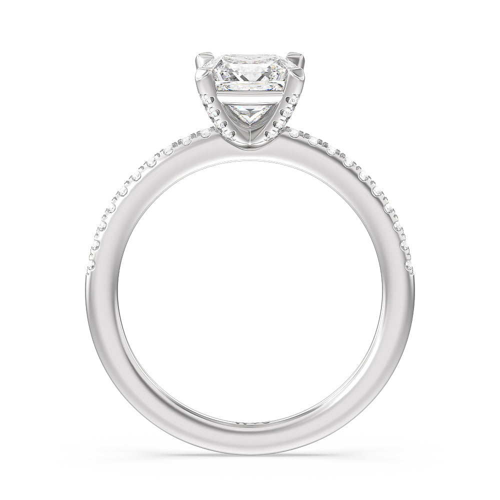 Princess Cut Fine Line Pave Engagement Ring with Lab Grown Diamond in 14KT Platinum view 2
