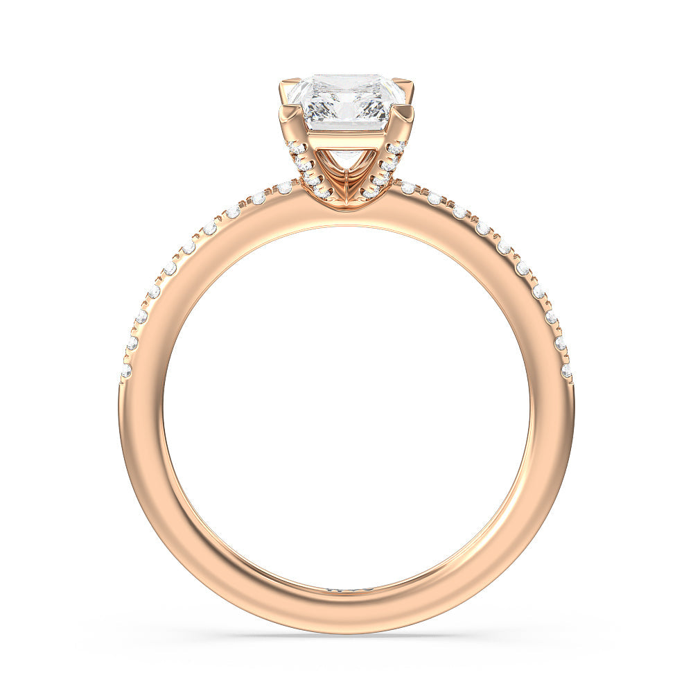 Radiant Cut Fine Line Pave Engagement Ring with Lab Grown Diamond in 14KT Rose Gold view 2
