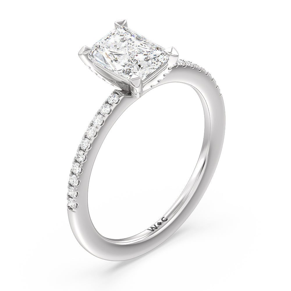 Radiant Cut Fine Line Pave Engagement Ring with Lab Grown Diamond in 14KT Platinum view 3
