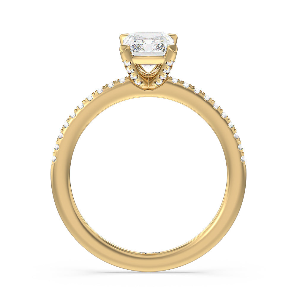 Radiant Cut Fine Line Pave Engagement Ring with Lab Grown Diamond in 14KT Yellow Gold view 2
