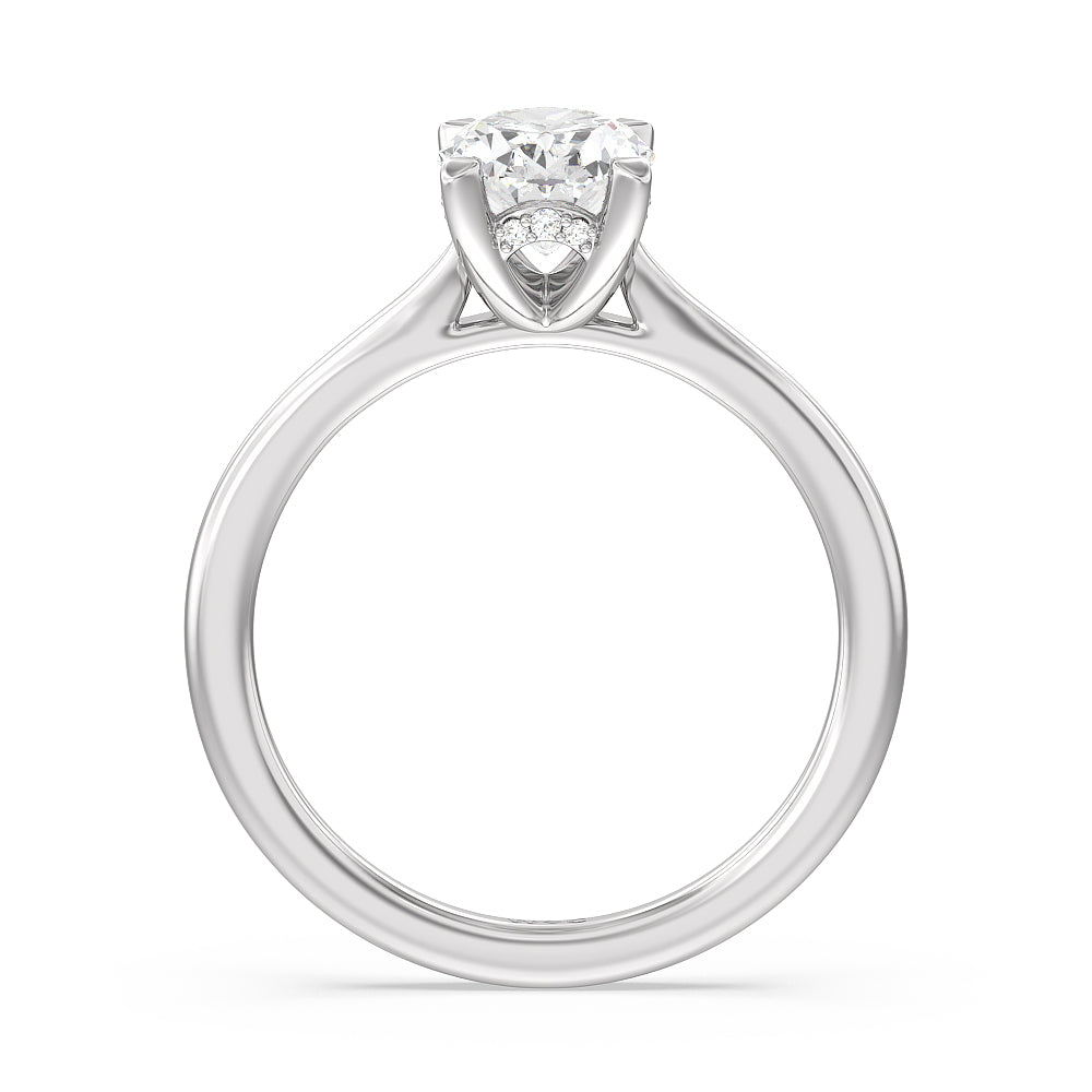 Oval Cut Fine Line Cathedral Solitaire Engagement Ring with Lab Grown Diamond in 14KT Platinum view 2
