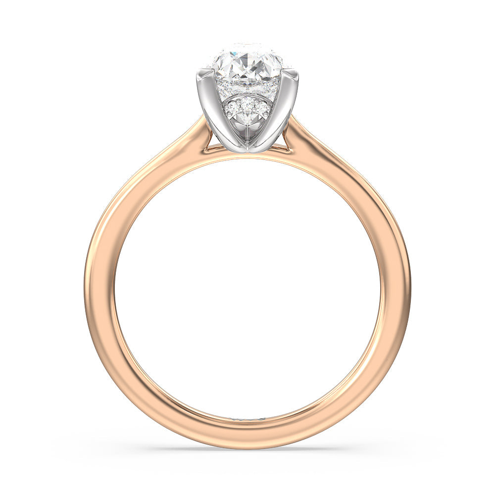 Pear Cut Fine Line Cathedral Solitaire Engagement Ring with Lab Grown Diamond in 14KT White & Rose Gold view 2
