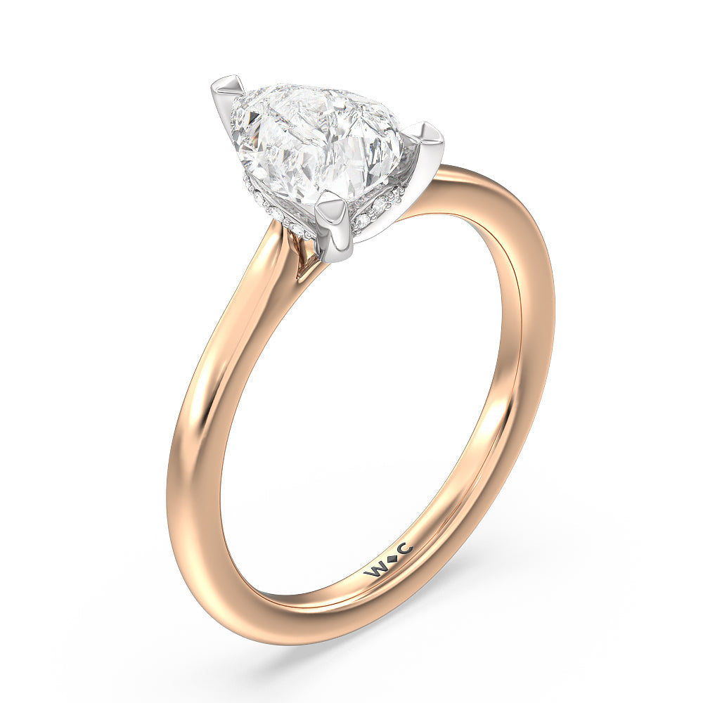 Pear Cut Fine Line Cathedral Solitaire Engagement Ring with Lab Grown Diamond in 14KT White & Rose Gold view 3
