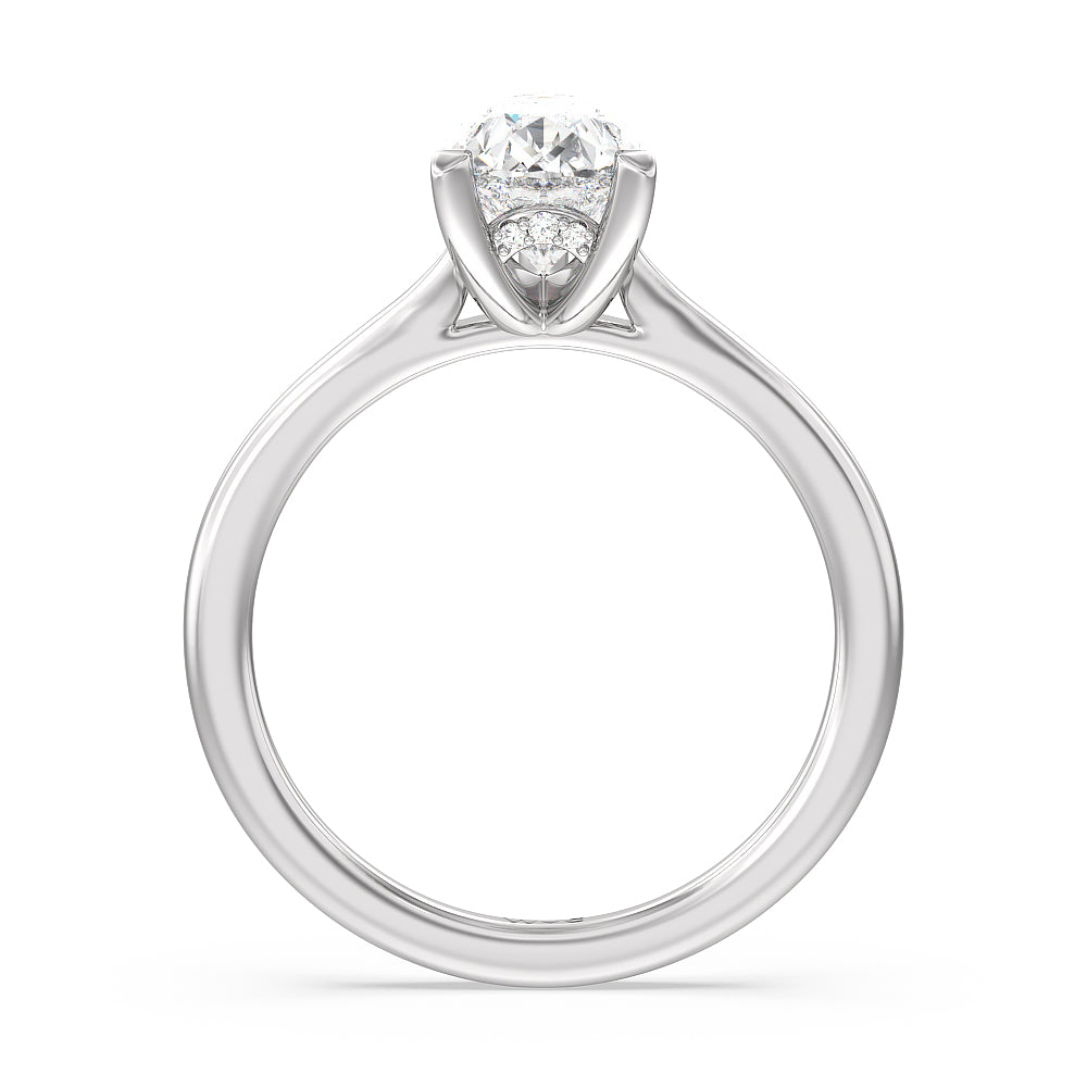 Pear Cut Fine Line Cathedral Solitaire Engagement Ring with Lab Grown Diamond in 14KT Platinum view 2
