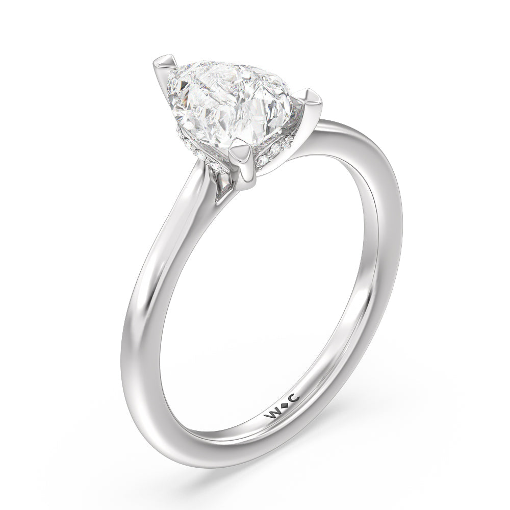 Pear Cut Fine Line Cathedral Solitaire Engagement Ring with Lab Grown Diamond in 14KT Platinum view 3
