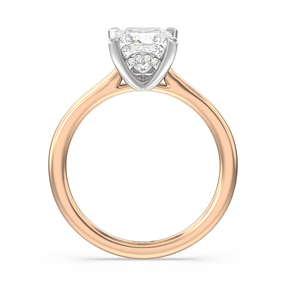Princess Cut Fine Line Cathedral Solitaire Engagement Ring with Lab Grown Diamond in 14KT White & Rose Gold view 2
