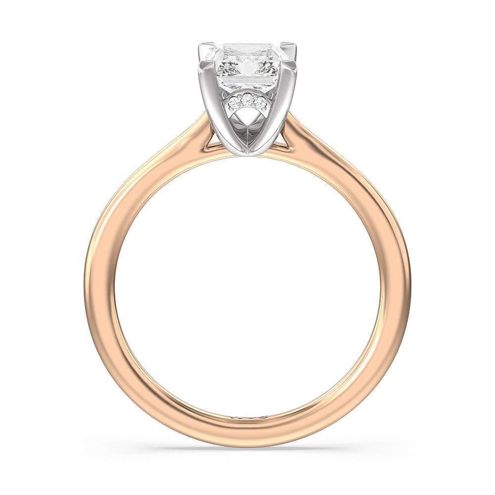 Radiant Cut Fine Line Cathedral Solitaire Engagement Ring with Lab Grown Diamond in 14KT White & Rose Gold view 2
