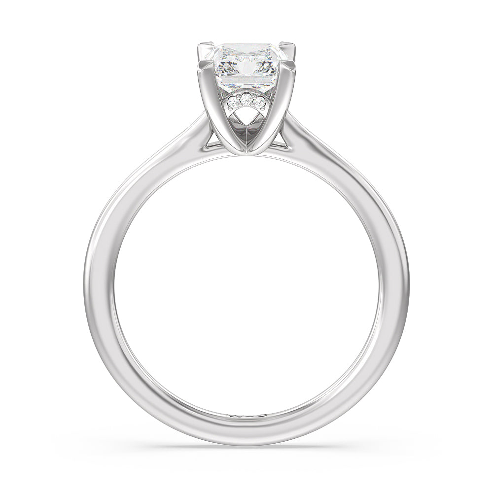 Radiant Cut Fine Line Cathedral Solitaire Engagement Ring with Lab Grown Diamond in 14KT Platinum view 2
