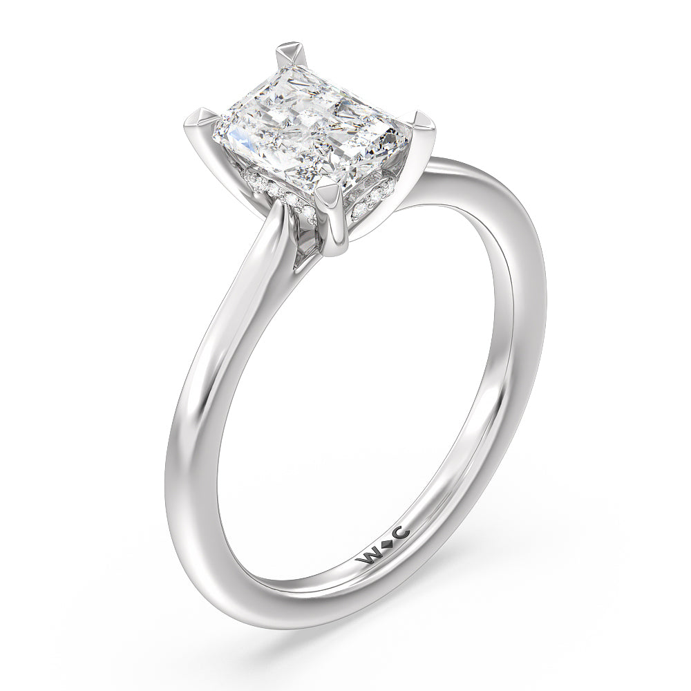 Radiant Cut Fine Line Cathedral Solitaire Engagement Ring with Lab Grown Diamond in 14KT Platinum view 3
