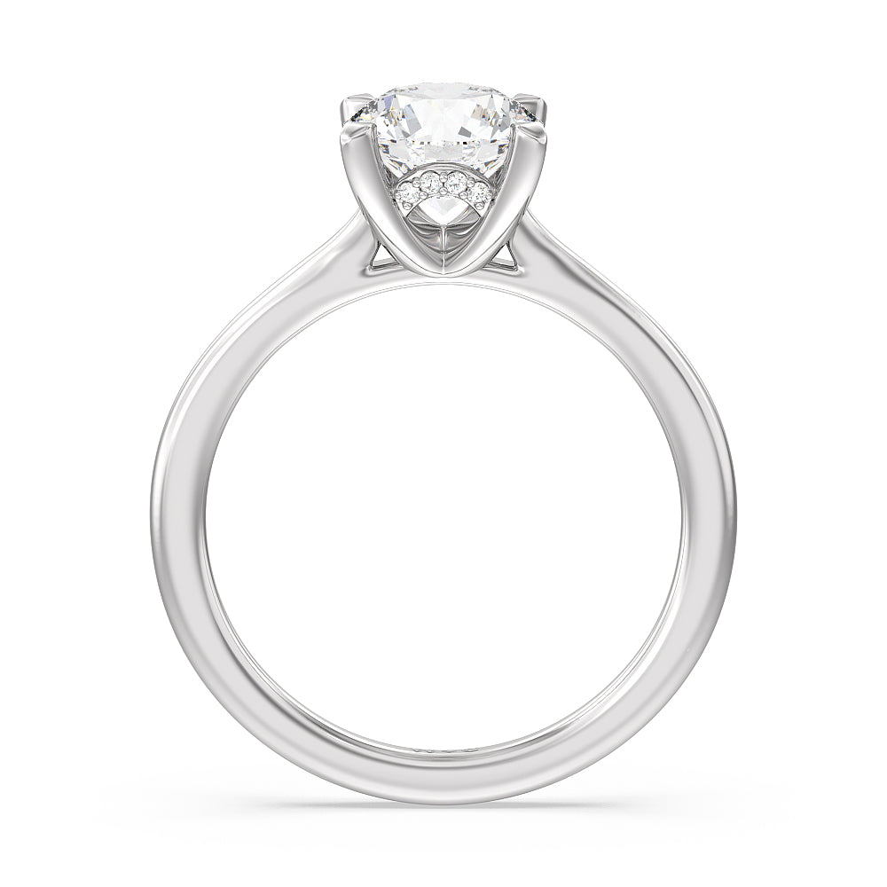 Round Cut Fine Line Cathedral Solitaire Engagement Ring with Lab Grown Diamond in 14KT Platinum view 2
