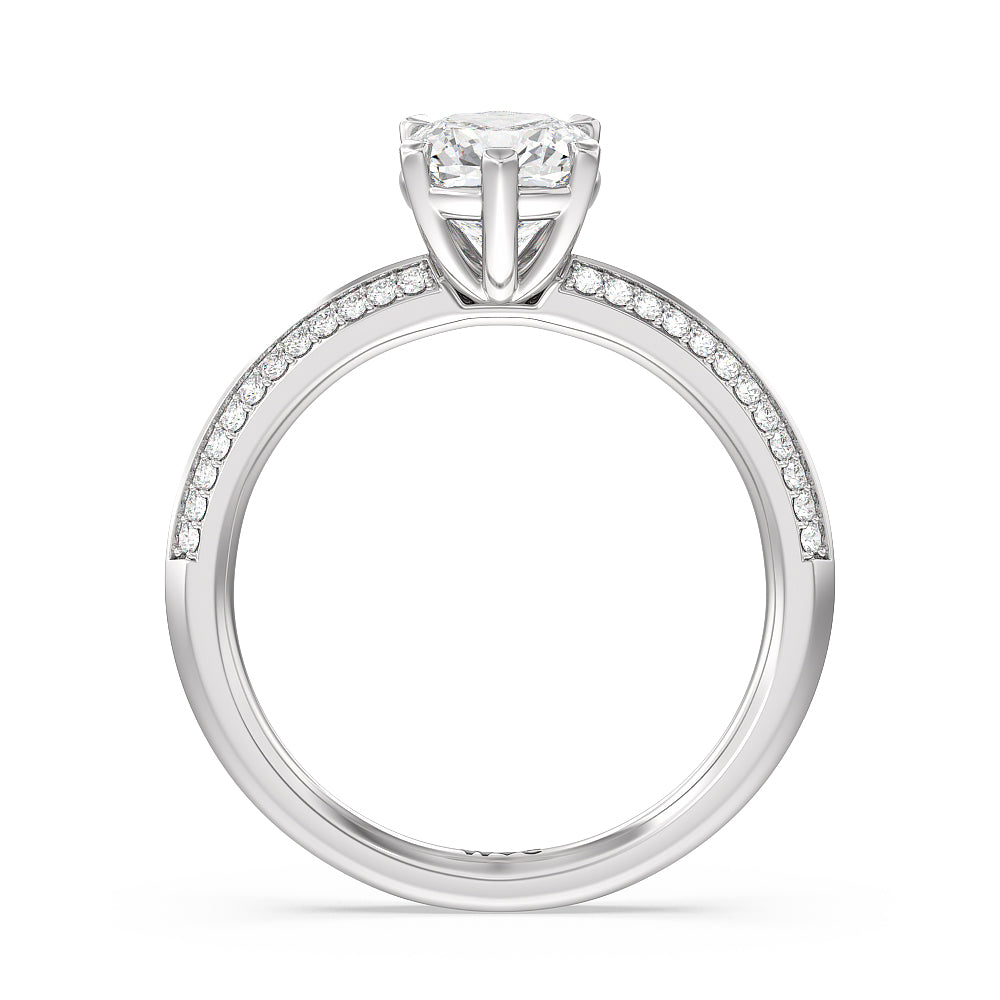 Cushion Cut Fine Line 6 Claw Knife Edge Engagement Ring with Lab Grown Diamond in 14KT Platinum view 2
