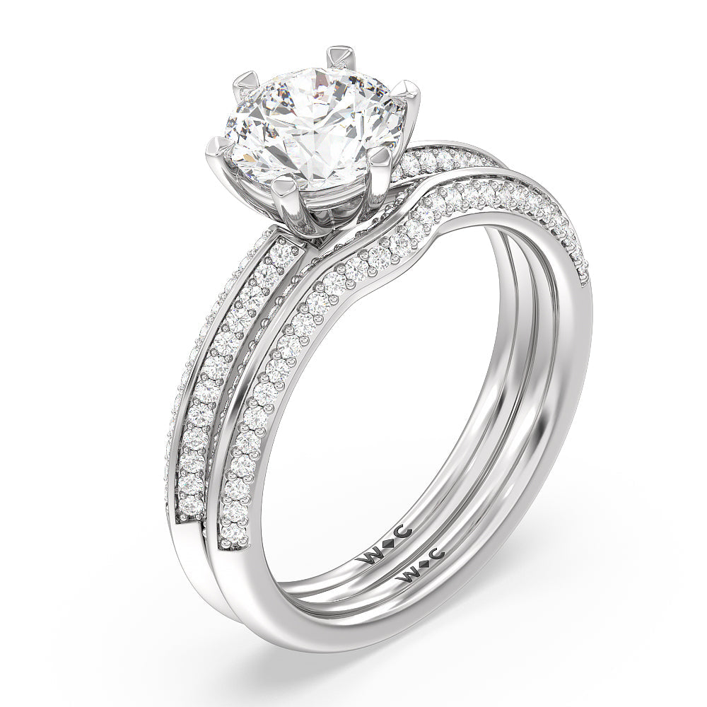 Oval Cut Fine Line 6 Claw Knife Edge Engagement Ring with Lab Grown Diamond in 14KT Platinum view 4
