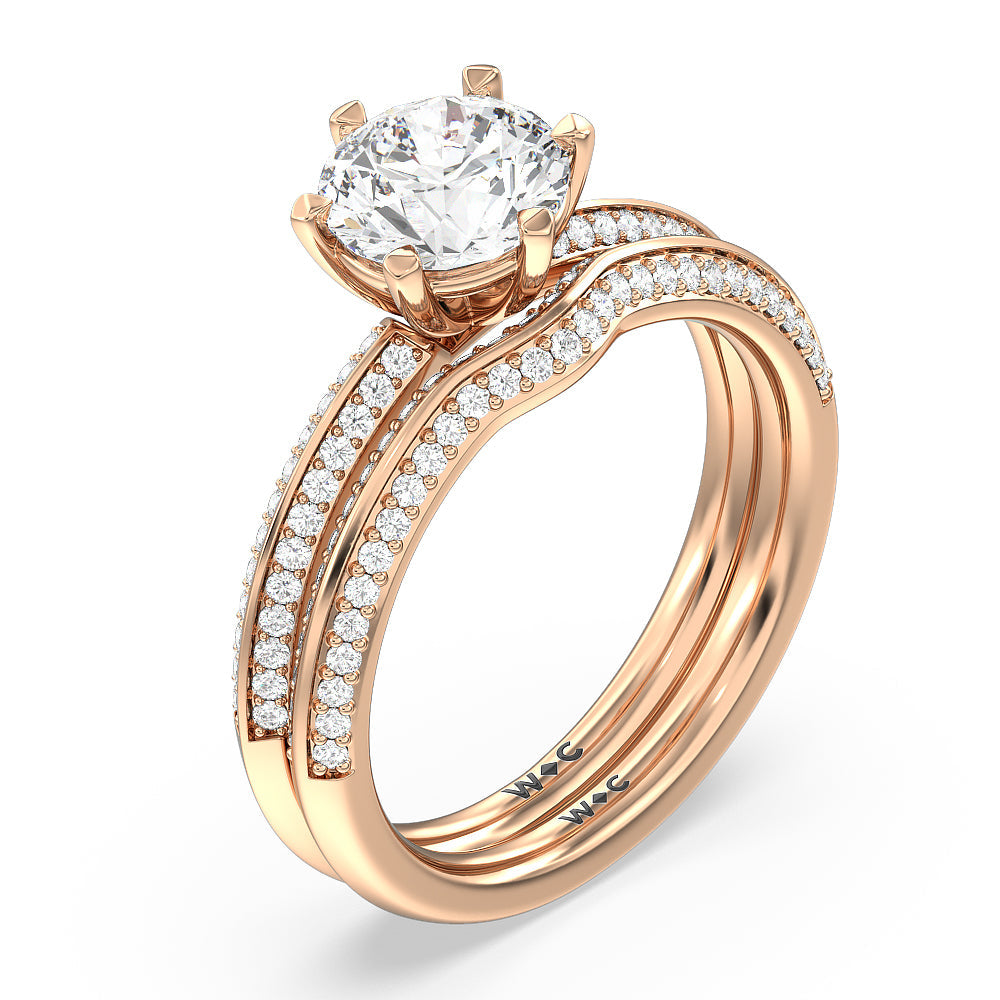 Princess Cut Fine Line 6 Claw Knife Edge Engagement Ring with Lab Grown Diamond in 14KT Rose Gold view 4
