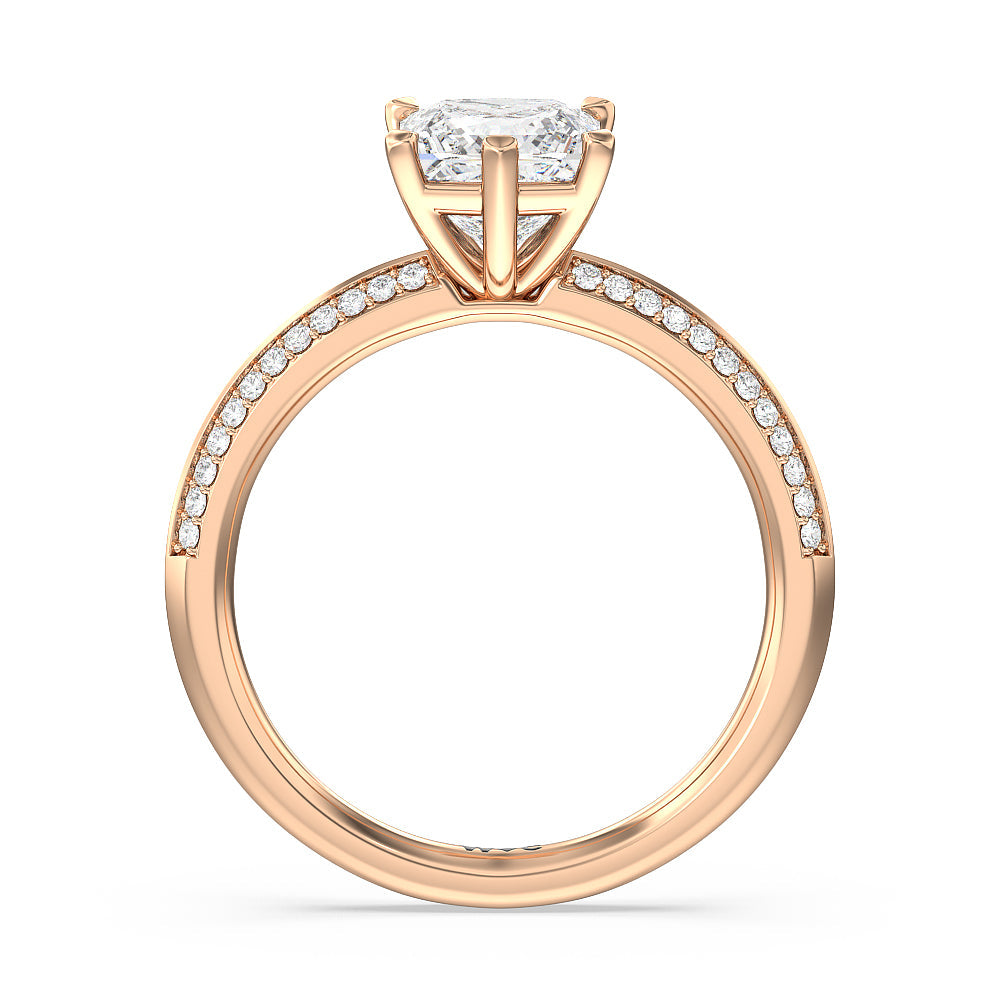Princess Cut Fine Line 6 Claw Knife Edge Engagement Ring with Lab Grown Diamond in 14KT Rose Gold view 2
