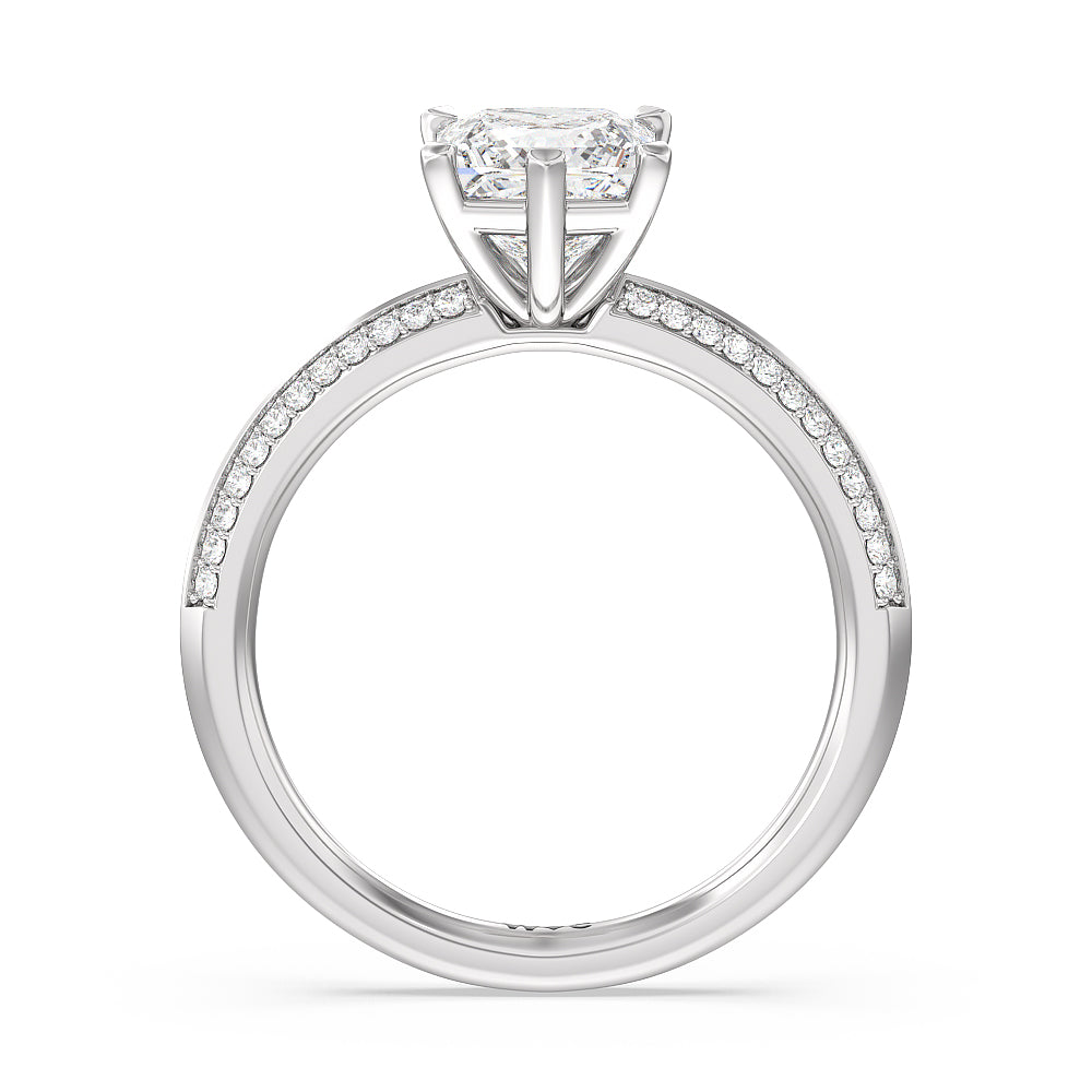 Princess Cut Fine Line 6 Claw Knife Edge Engagement Ring with Lab Grown Diamond in 14KT Platinum view 2
