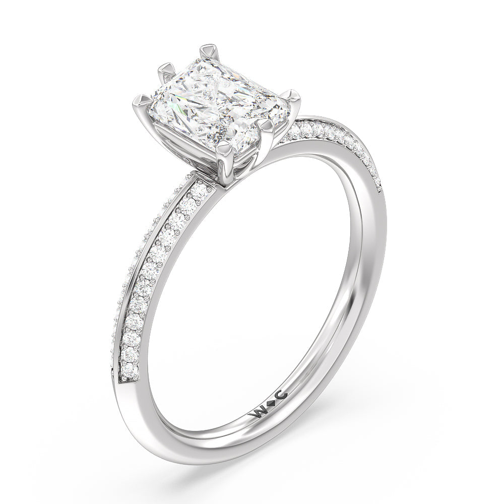 Radiant Cut Fine Line 6 Claw Knife Edge Engagement Ring with Lab Grown Diamond in 14KT Platinum view 3
