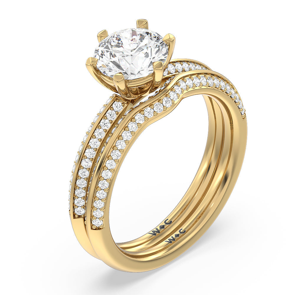 Radiant Cut Fine Line 6 Claw Knife Edge Engagement Ring with Lab Grown Diamond in 14KT Yellow Gold view 4
