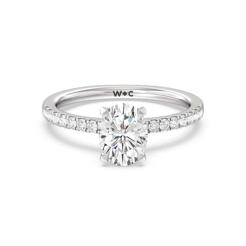 Petite Pave Chevron Hidden Halo Engagement  Ring