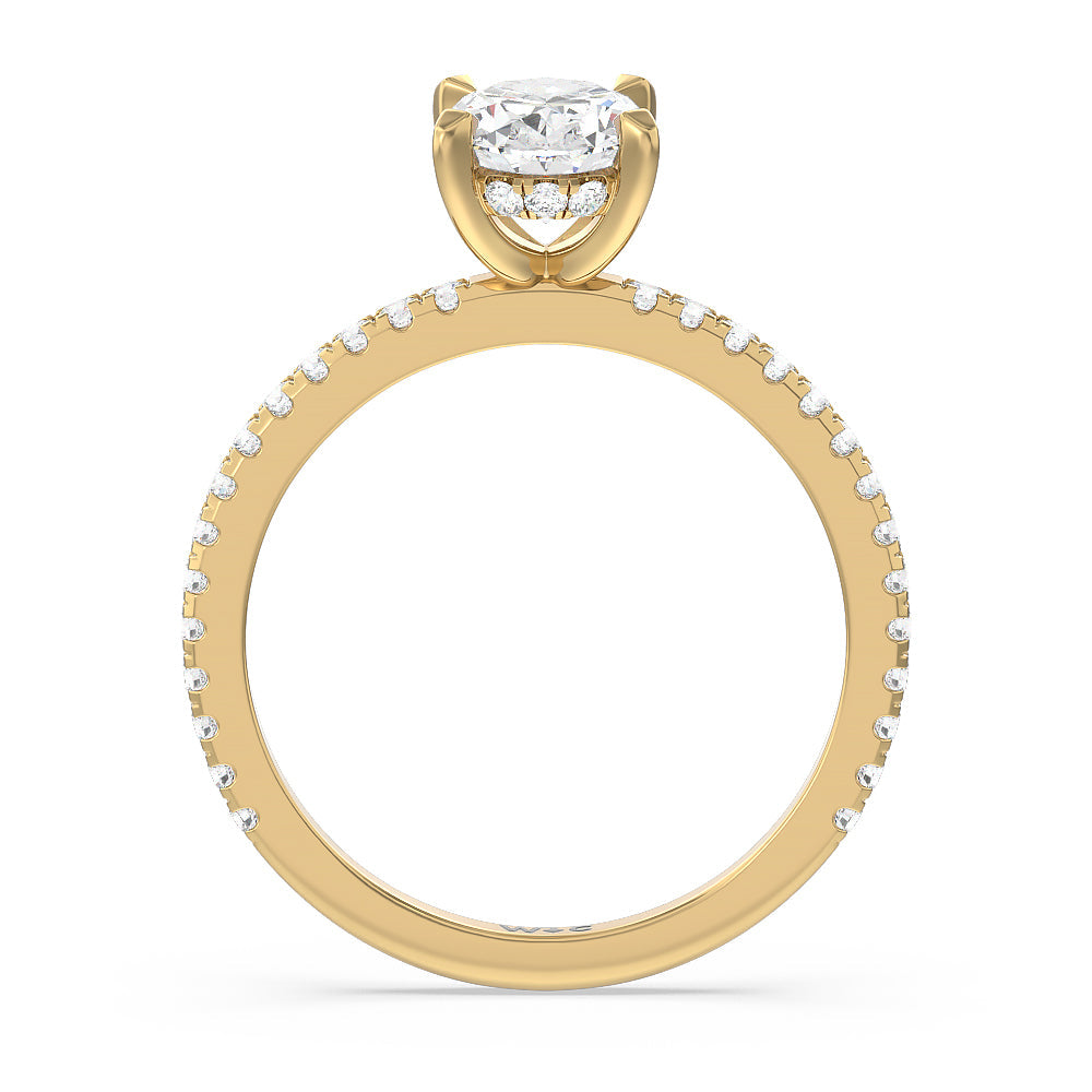 The Classic Hidden Halo Oval Engagement Ring in Yellow gold