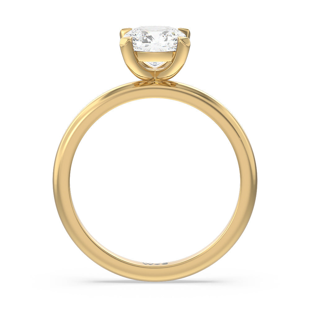 Contour Four Prong Solitaire Engagement Ring with Cushion Cut Diamond in 14KT Yellow Gold view 2

