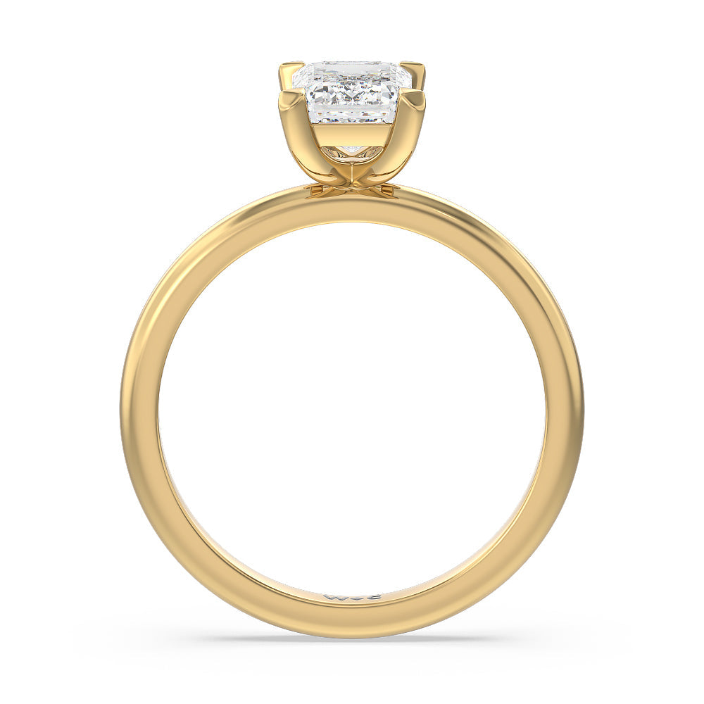 Contour Four Prong Solitaire Engagement Ring with Emerald Cut Diamond in 14KT Yellow Gold view 2
