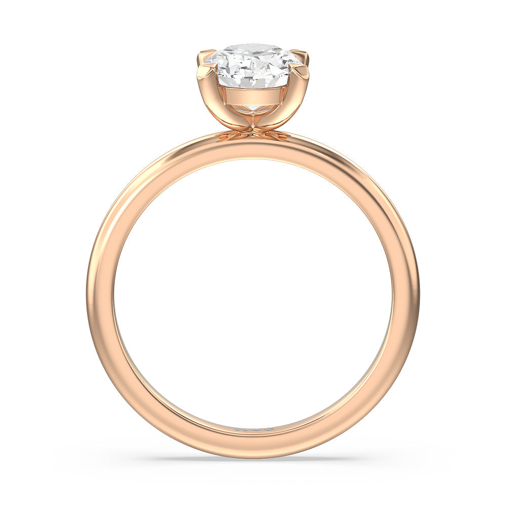 Contour Four Prong Solitaire Engagement Ring with Oval Cut Diamond in 14KT Rose Gold view 2
