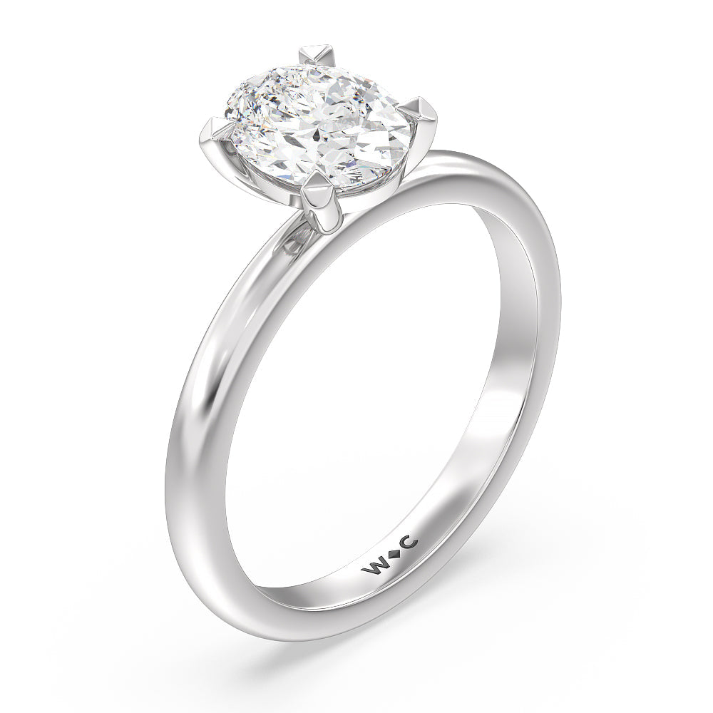 Contour Four Prong Solitaire Engagement Ring with Oval Cut Diamond in 14KT Platinum view 3
