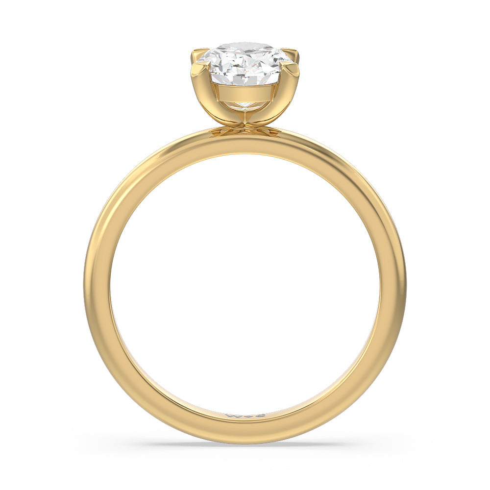Contour Four Prong Solitaire Engagement Ring with Oval Cut Diamond in 14KT Yellow Gold view 2

