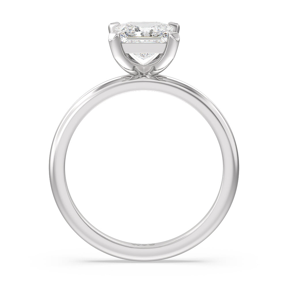 Contour Four Prong Solitaire Engagement Ring with Princess Cut Diamond in 14KT Platinum view 2
