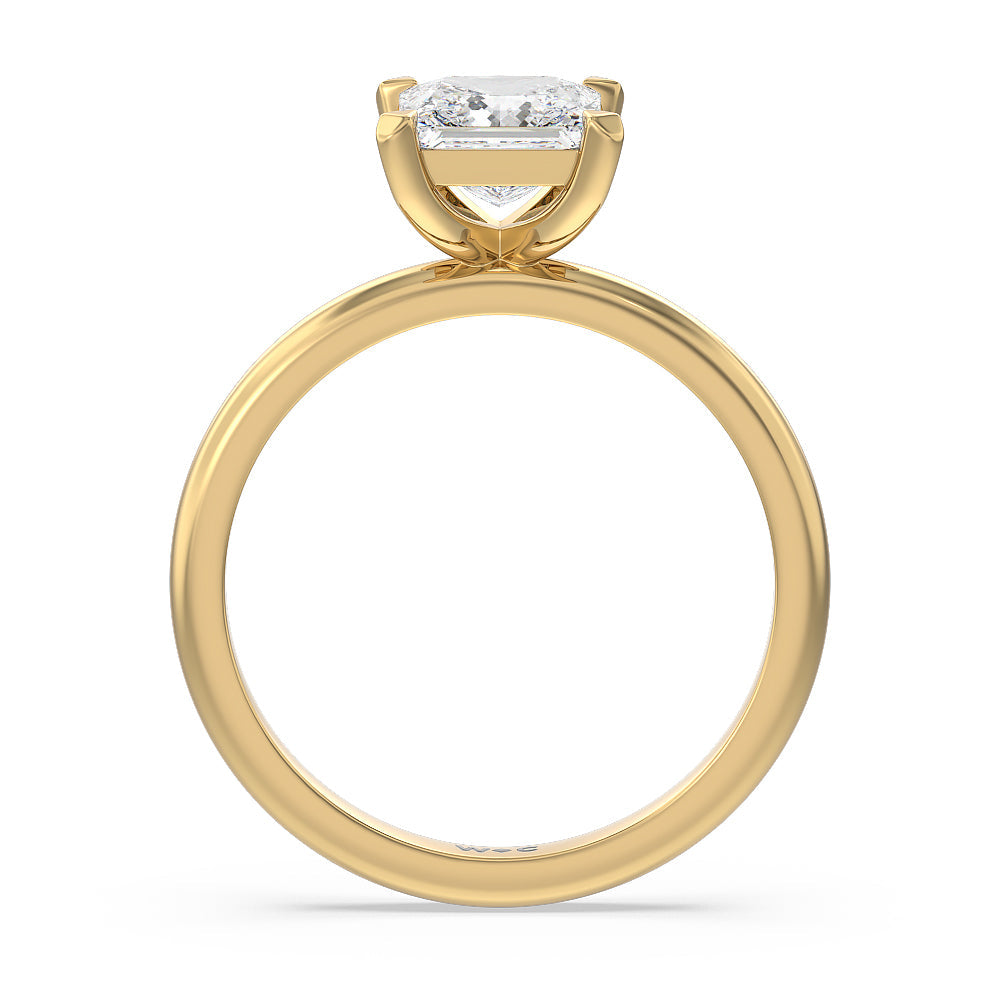 Contour Four Prong Solitaire Engagement Ring with Princess Cut Diamond in 14KT Yellow Gold view 2
