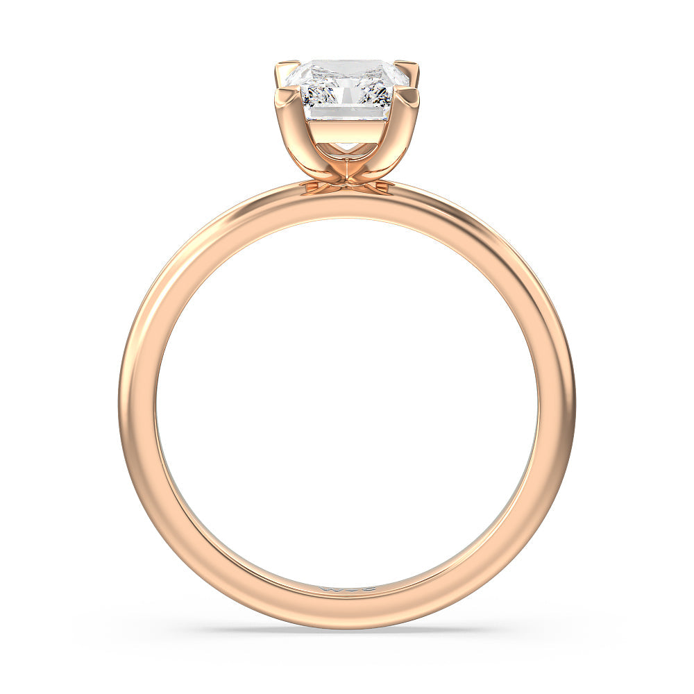 Contour Four Prong Solitaire Engagement Ring with Radiant Cut Diamond in 14KT Rose Gold view 2
