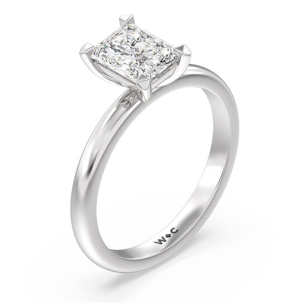 Contour Four Prong Solitaire Engagement Ring with Radiant Cut Diamond in 14KT Platinum view 3
