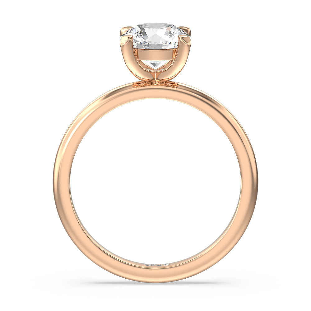 Contour Four Prong Solitaire Engagement Ring with Round Cut Diamond in 14KT Rose Gold view 2
