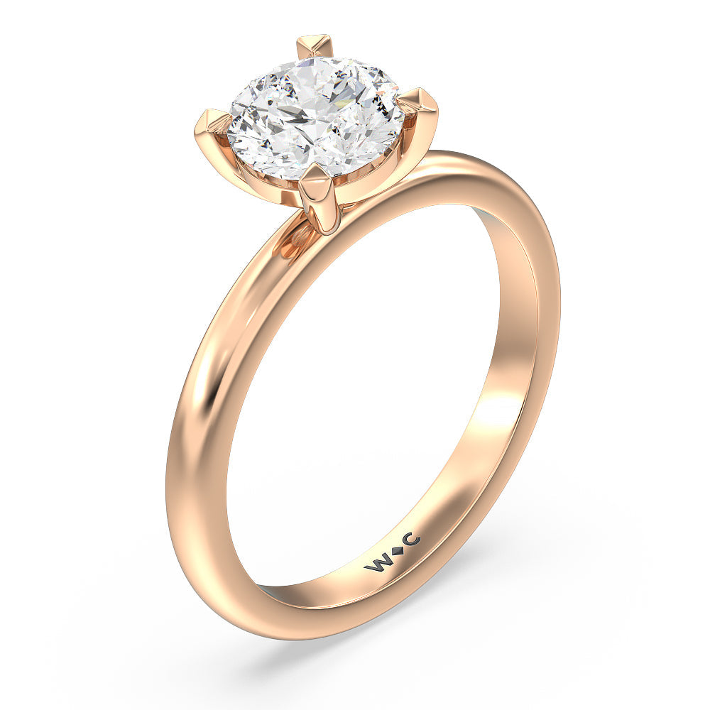 Contour Four Prong Solitaire Engagement Ring with Round Cut Diamond in 14KT Rose Gold view 3
