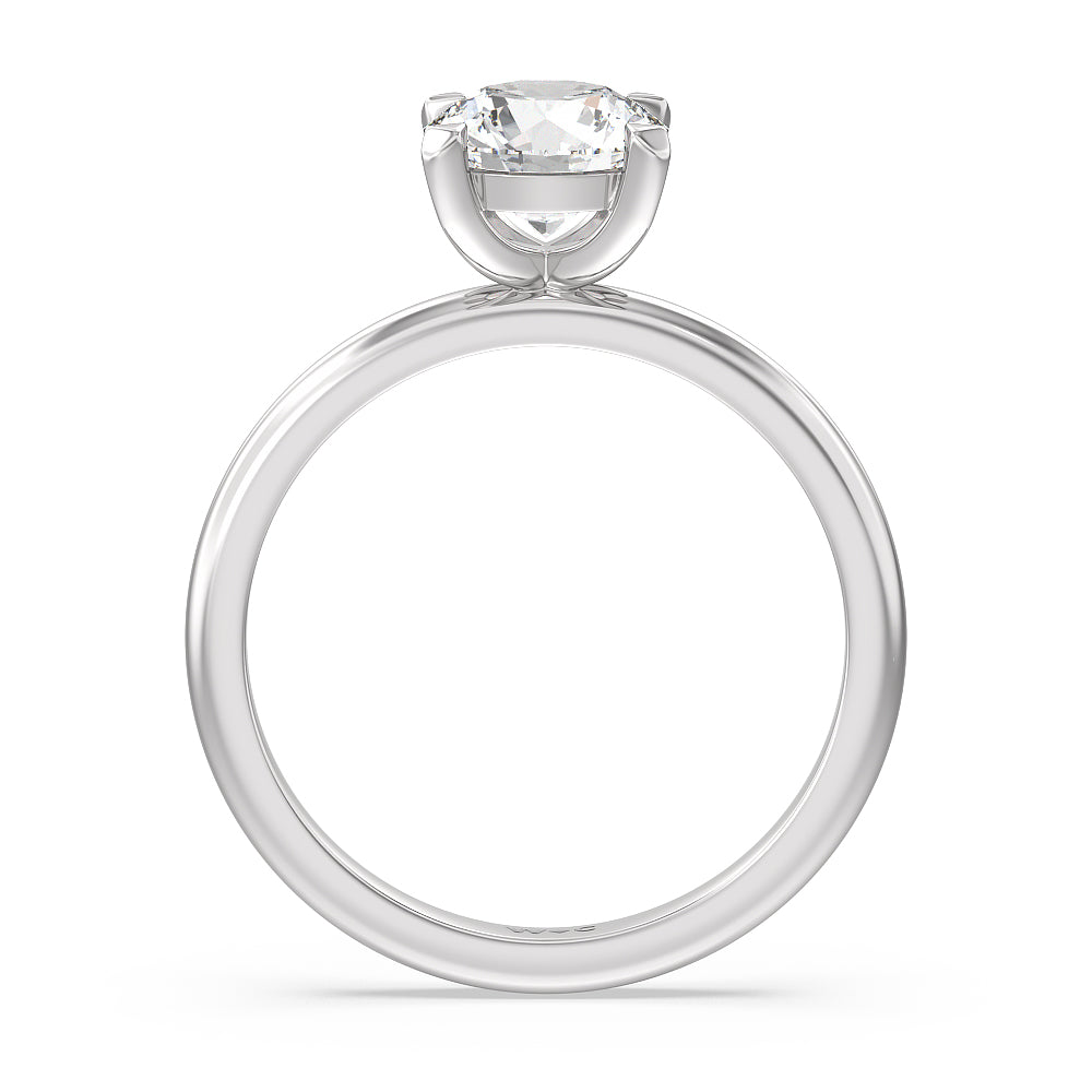 Contour Four Prong Solitaire Engagement Ring with Round Cut Diamond in 14KT Platinum view 2
