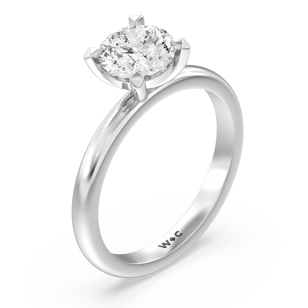 Contour Four Prong Solitaire Engagement Ring with Round Cut Diamond in 14KT Platinum view 3
