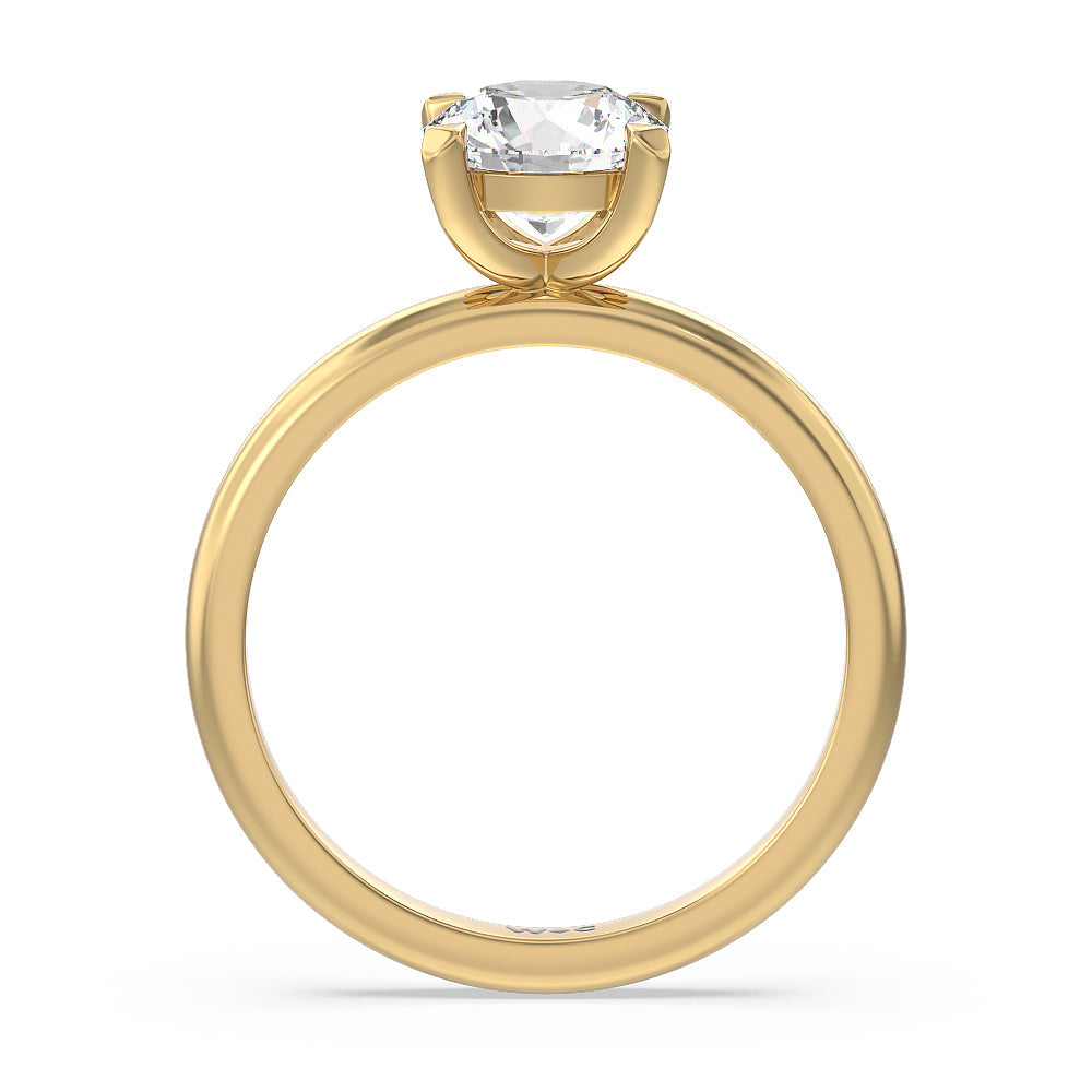 Contour Four Prong Solitaire Engagement Ring with Round Cut Diamond in 14KT Yellow Gold view 2
