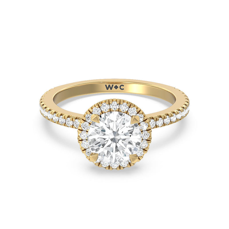 Pave Halo and Shank Lab Grown Diamond Engagement Ring