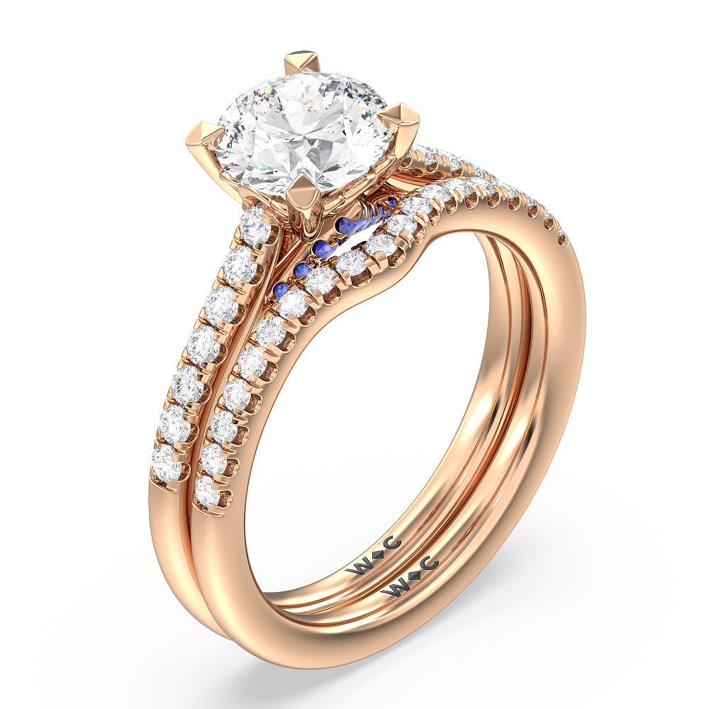 Oval Cut Hidden Accent Engagement Ring with Lab Grown Diamond in 14KT Rose Gold view 4
