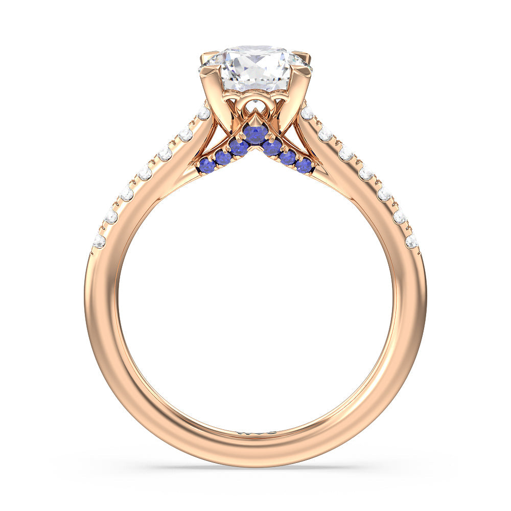 Round Cut Hidden Accent Engagement Ring with Lab Grown Diamond in 14KT Rose Gold view 2
