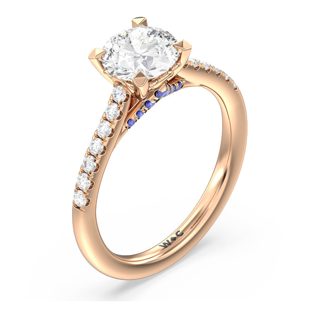 Round Cut Hidden Accent Engagement Ring with Lab Grown Diamond in 14KT Rose Gold view 3
