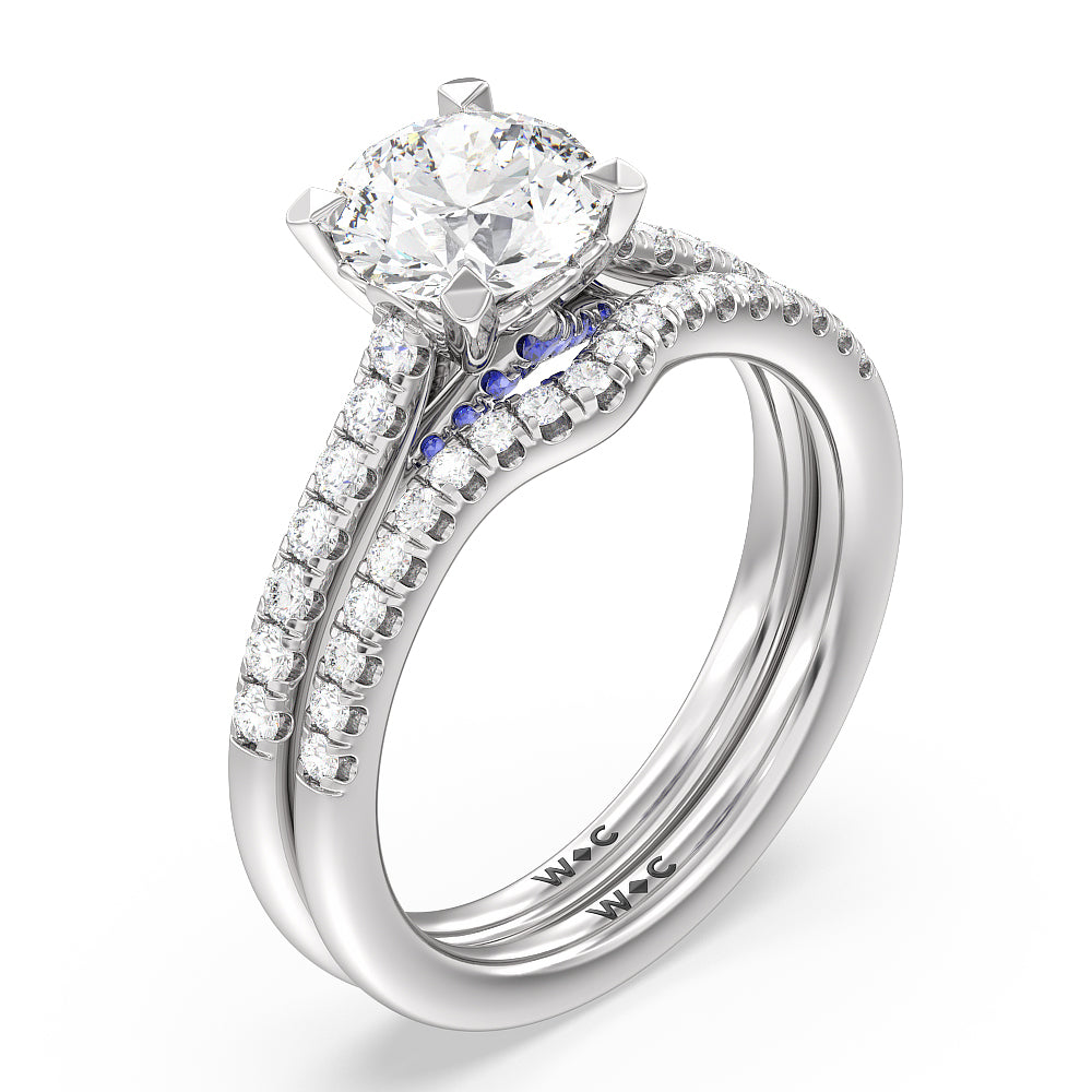 Round Cut Hidden Accent Engagement Ring with Lab Grown Diamond in 14KT Platinum view 4
