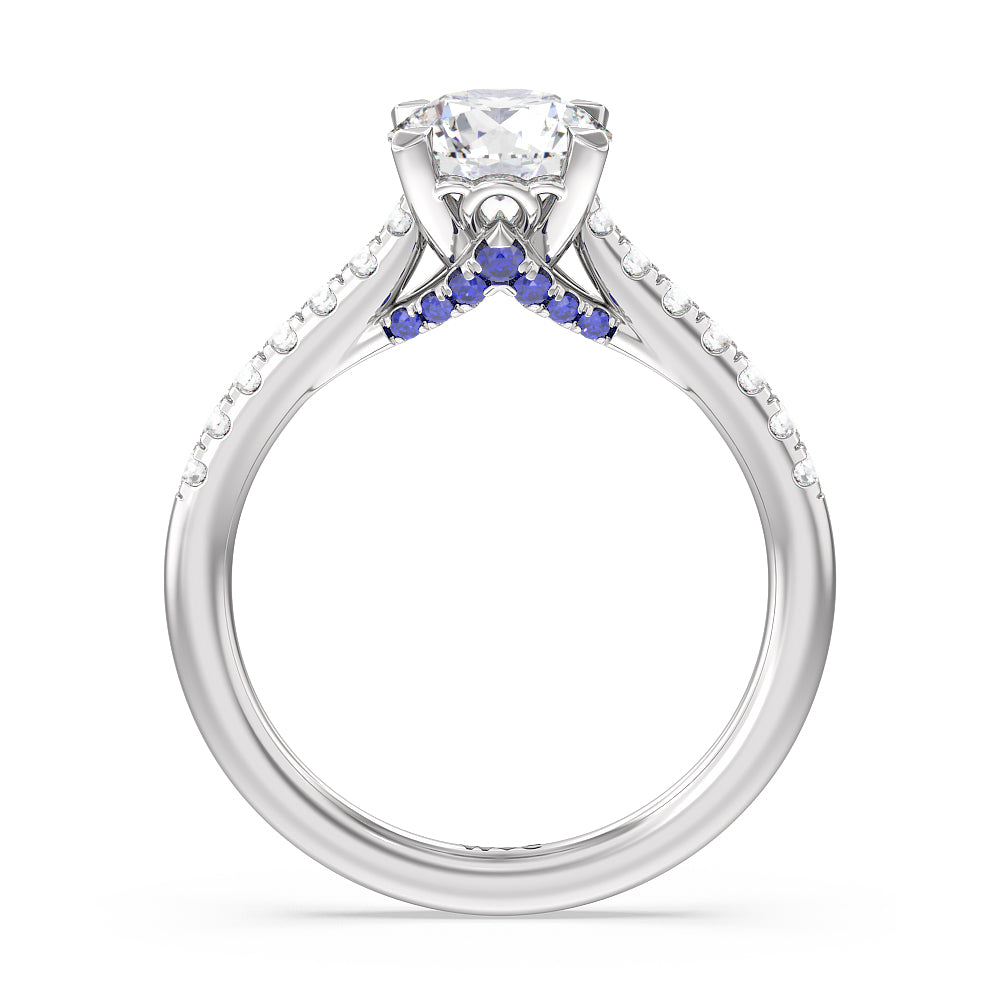 Round Cut Hidden Accent Engagement Ring with Lab Grown Diamond in 14KT Platinum view 2
