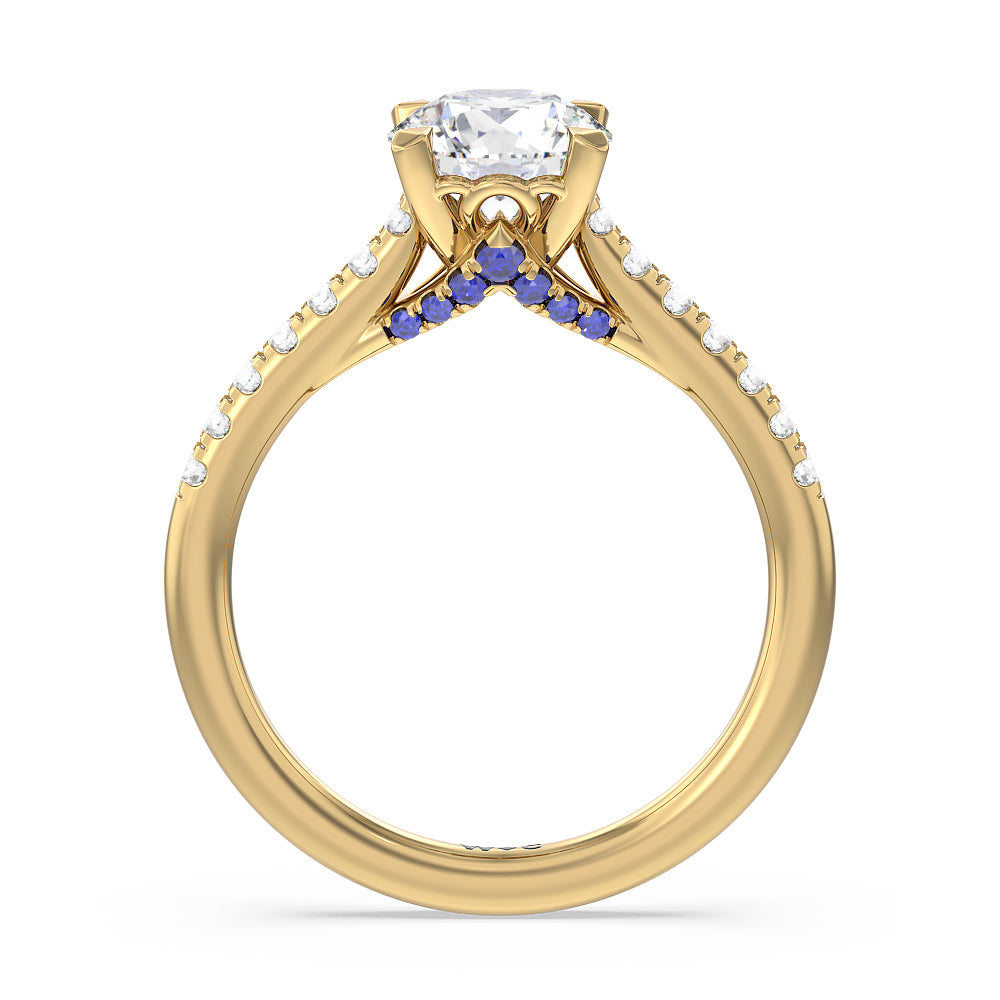 Round Cut Hidden Accent Engagement Ring with Lab Grown Diamond in 14KT Yellow Gold view 2
