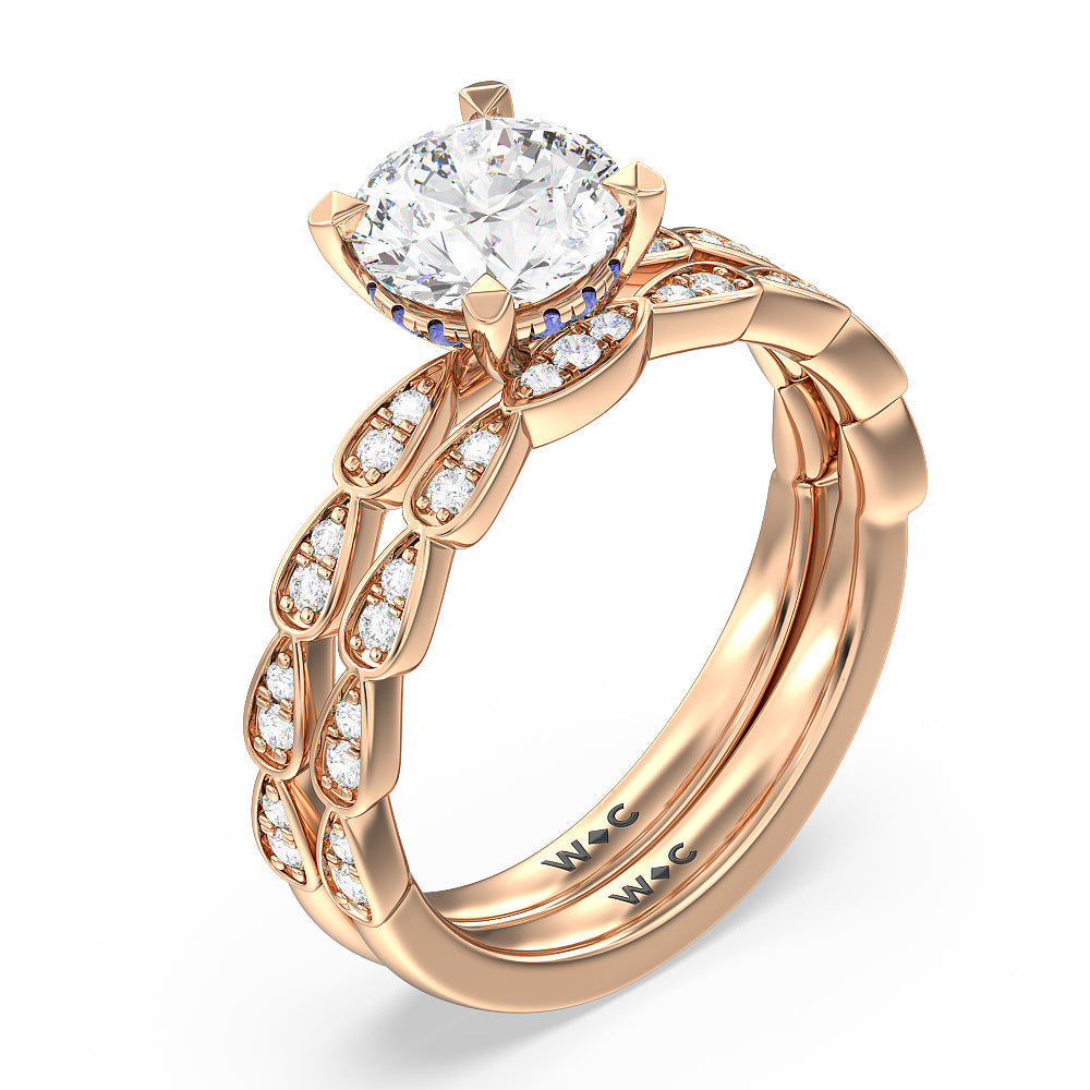 Forget-Me-Not Hidden Halo Engagement Ring with Oval Cut Diamond in 14KT Rose Gold view 4
