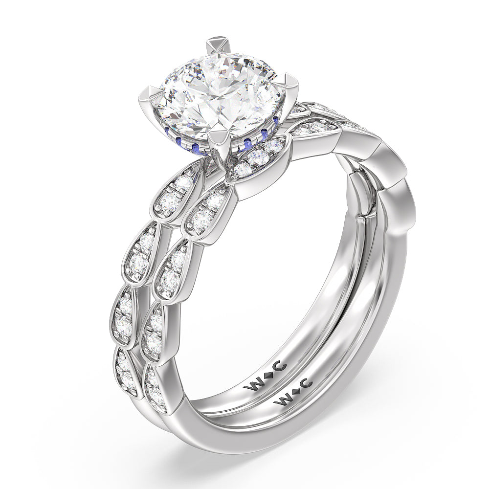 Forget-Me-Not Hidden Halo Engagement Ring with Oval Cut Diamond in 14KT Platinum view 4
