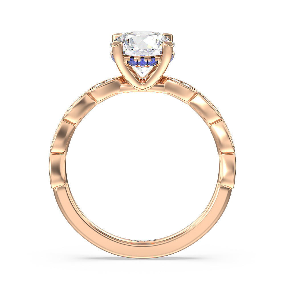 Forget-Me-Not Hidden Halo Engagement Ring with Round Cut Diamond in 14KT Rose Gold view 2
