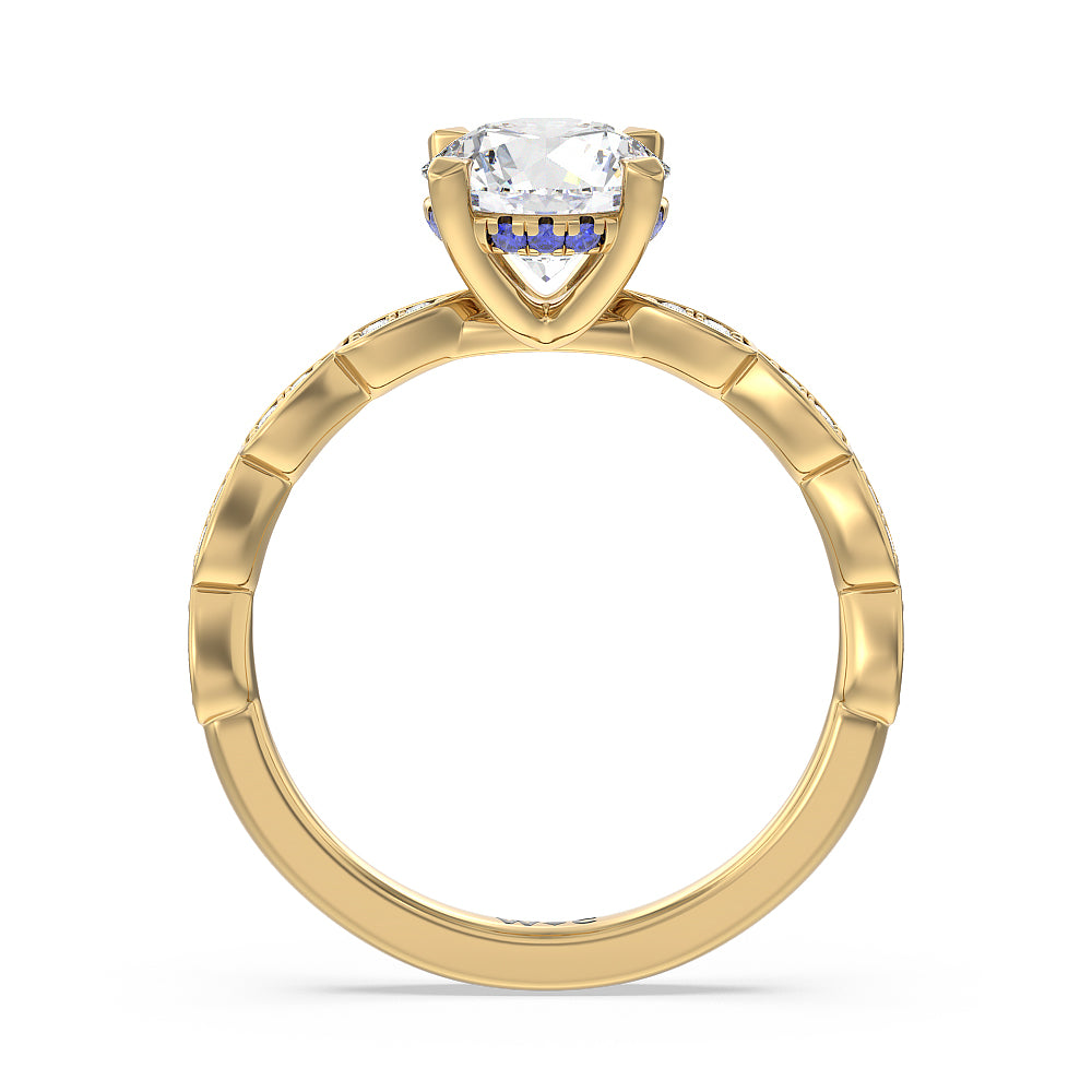 Forget-Me-Not Hidden Halo Engagement Ring with Round Cut Diamond in 14KT Yellow Gold view 2

