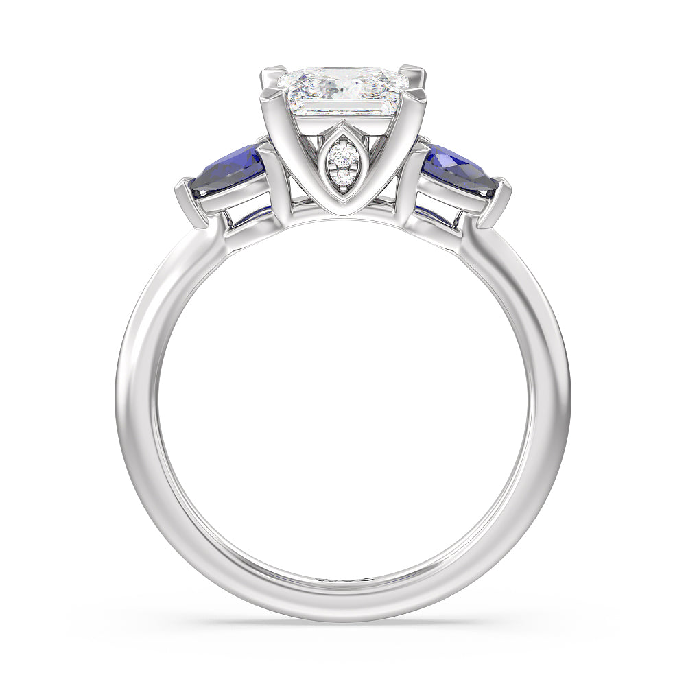 Princess Cut Iris Three Stone Engagement Ring with Lab Grown Diamond in 14KT Platinum view 2
